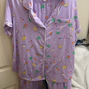 Women's Purple Pajama Set with Fun Print